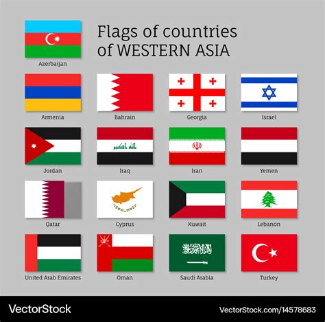 Flags of western asia states Royalty Free Vector Image