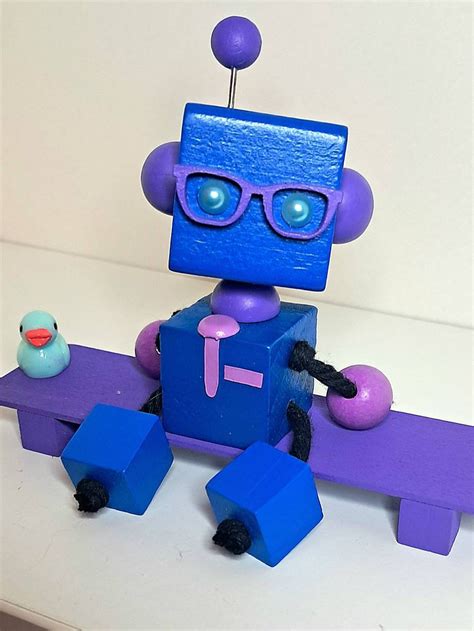 Wooden Robots, Robots, Block Bots, Figurines, Small Geeky Nerdy Cute ...