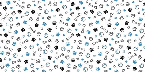 Seamless dog pattern with paw prints, bones, hearts and balls. Cat foot texture. Pattern with ...