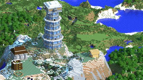 Render of our survival home. (Iron Golem farm on top) : r/Minecraft