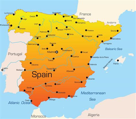 Spain holiday destinations map - Holiday destinations in Spain map ...