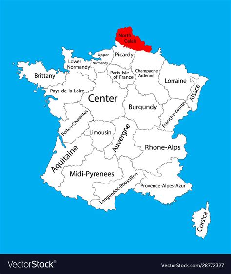 North calais map france Royalty Free Vector Image