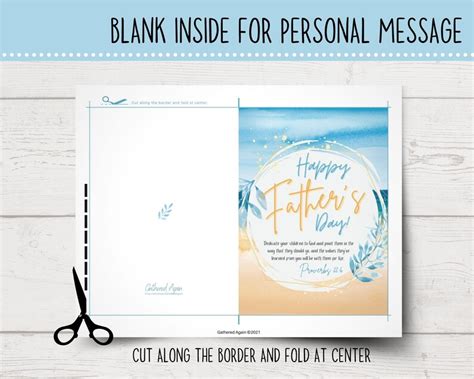 Printable Father's Day Card Christian Father's Day Card Gifts for Dad Coastal Themed Card ...