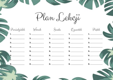 Szablony - #29 - Plan Lekcji in 2020 | School planner, School timetable, School study tips