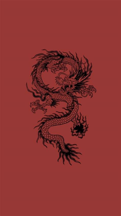 Download Japanese Dragon In Black Outline Wallpaper | Wallpapers.com