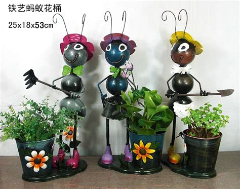 wholesale Metal ants flower pots, Iron craft ants garden decorations, metal planters, garden ...