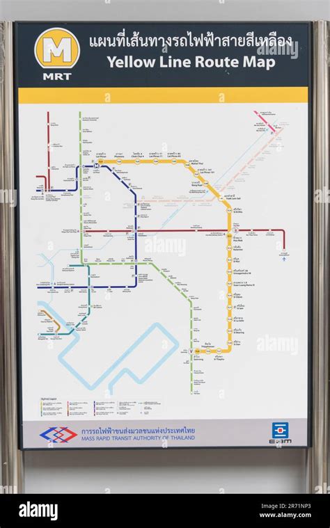 Bangkok,Thailand - 6June, 2023: Yellow line route map of Electirc train in Thailand Stock Photo ...