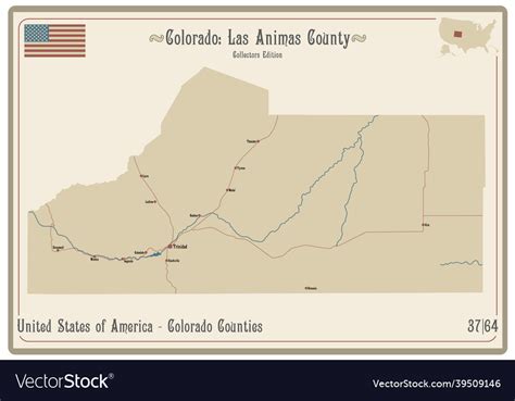 Map of las animas county in colorado Royalty Free Vector