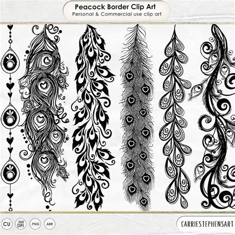 Urban Chic Peacock Feather Border, Peacock Flourish Clipart, Wedding ...