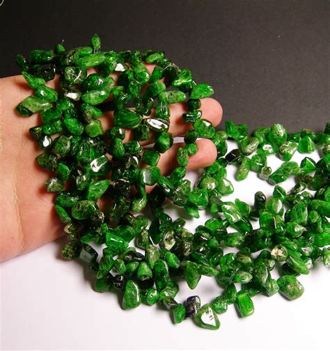 Chrome Diopside - 16 inch - gemstone - chip stone - pebble drop - 1 ...