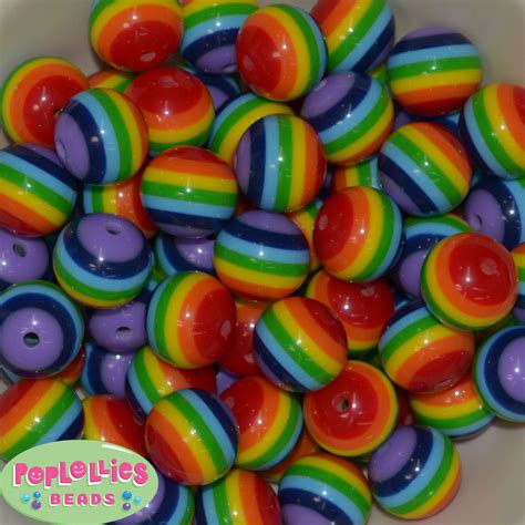 20mm Rainbow Stripe Chunky resin Bubblegum Beads 20 pc | eBay