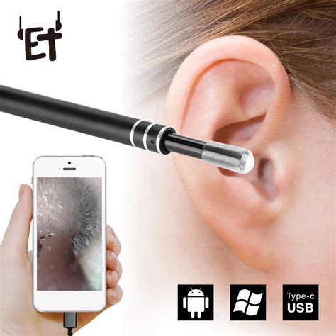 ET 6LEDs HD Visual Ear Canal Cleaning Tool Ear Pick 0.3MP Camera Scope Removal Earwax Mouth Gums ...