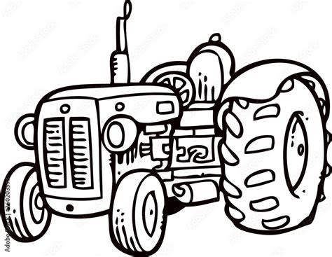 tractor black and white drawing Stock Vector | Adobe Stock