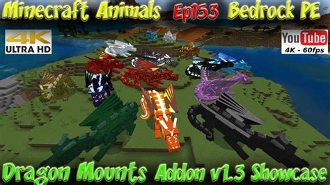 Dragon Mounts Addon v1.3 Showcase 4k 60fps Minecraft Bedrock PE Animals ...