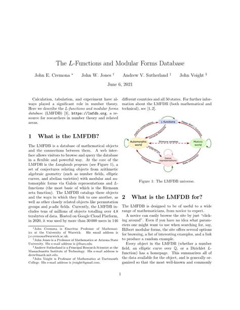 The L-Functions and Modular Forms Database - DocsLib