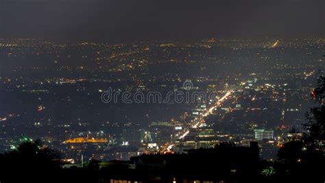 Hollywood Hills and Valley at Night Near Hollywood Sign Stock Image ...