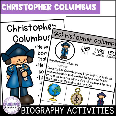 Christopher Columbus Biography Activities for Kindergarten & 1st Grade ...