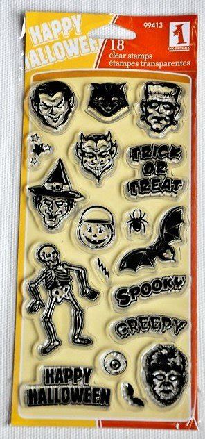 inkadinkado spooky & creepy halloween 18 clear stamps 99413