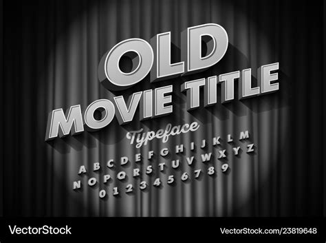 Retro style font old movie title screen alphabet Vector Image