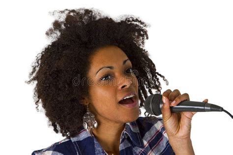 Beautiful African American Woman Karaoke Singer Stock Photo - Image of ...