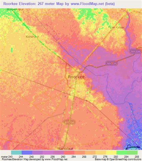 Elevation of Roorkee,India Elevation Map, Topography, Contour