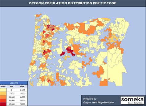 Oregon Zip Code Map and Population List in Excel