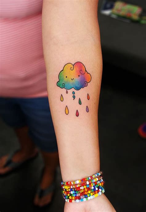 Rainbow Rain Cloud Tattoo | Cloud tattoo, Rainbow tattoos, Wings tattoo