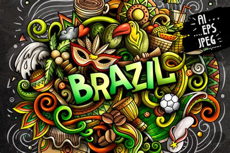 BRAZIL Cartoon Doodle Illustration By Balabolka | TheHungryJPEG