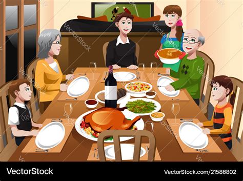 Family having a thanksgiving dinner Royalty Free Vector