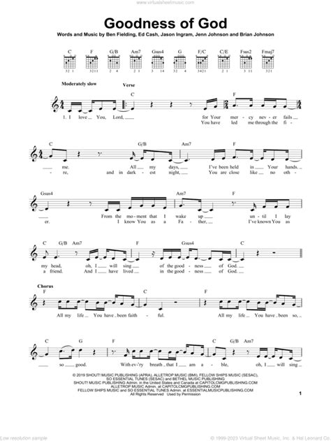 Goodness Of God sheet music for guitar solo (chords) (PDF)