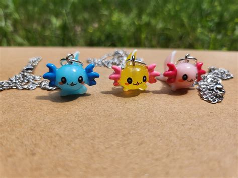 Colorful Axolotl Charm Necklace - Etsy