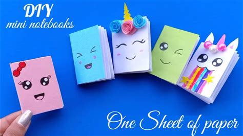 DIY MINI NOTEBOOKS ONE SHEET OF PAPER - DIY BACK TO SCHOOL - YouTube