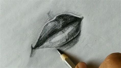 How to draw a lips step by step shading and blending - YouTube