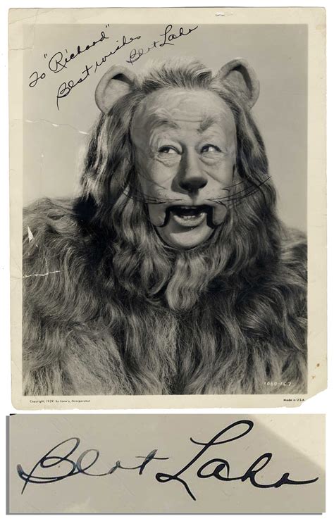 Lot Detail - Scarce Bert Lahr Signed Photo as ''Cowardly Lion'' in 1939 ''The Wizard of Oz ...