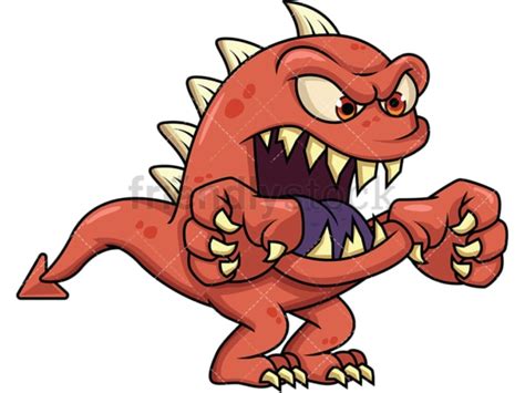 Scary Monster With Sharp Teeth Cartoon Vector Clipart - FriendlyStock