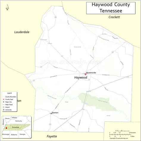 Map of Haywood County, Tennessee - Where is Located, Cities, Population, Highways & Facts