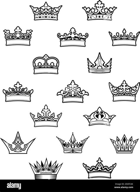 Heraldic king and queen crowns set for design Stock Vector Image & Art ...