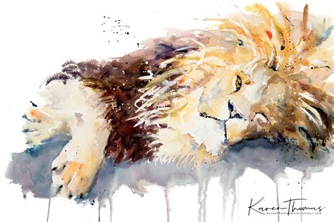 Sleep with One Eye Open | karentwatercolour | Lion painting, Painting, Wildlife paintings