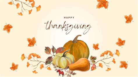 Download Thanksgiving Zoom Background Pumpkins And Dried Leaves Painting | Wallpapers.com