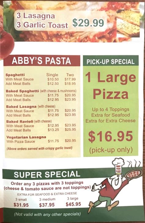 Abby Pizza Menu - Abby Pizza Place | Abby Pizza Place