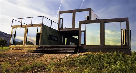 A glazed container cabin that reflects the Colorado sky Container Cabin ...