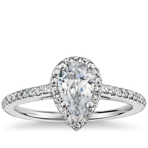 Pear Shaped Halo Diamond Engagement Ring in Platinum | Blue Nile