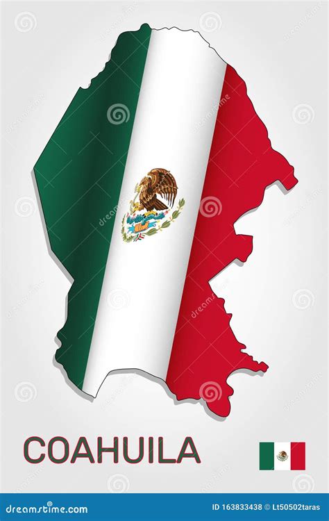 Coahuila Map With Mexican National Flag Illustration Cartoon Vector | CartoonDealer.com #93343237