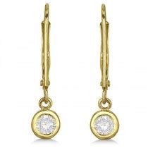 Leverback Dangling Drop Diamond Earrings 14k Yellow Gold 0.30ct - IE207