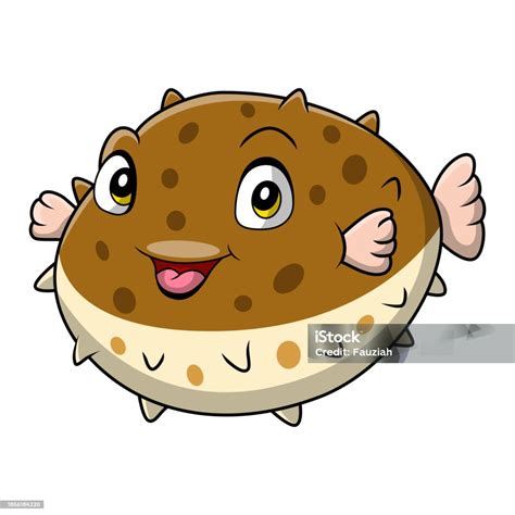 Cute Puffer Fish Cartoon On White Background Stock Illustration - Download Image Now - Animal ...