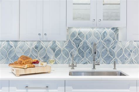 Artistic Tile I Custom-made claridges in light blue and ice white. | Blue backsplash kitchen ...