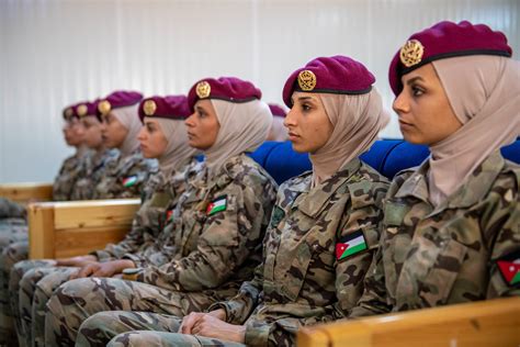 Members of the Jordan Armed Forces Quick Reaction Force Female Engagement Team observe the ...