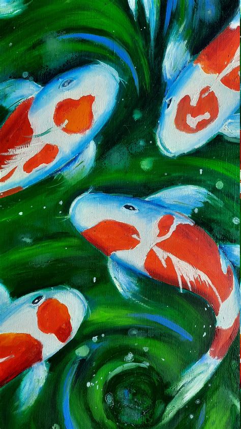 Koi Fish Painting Gold Fish Original Art Large Canvas Wall Art - Etsy