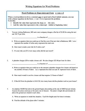 Free y mx b word problems worksheet, Download Free y mx b word problems ...