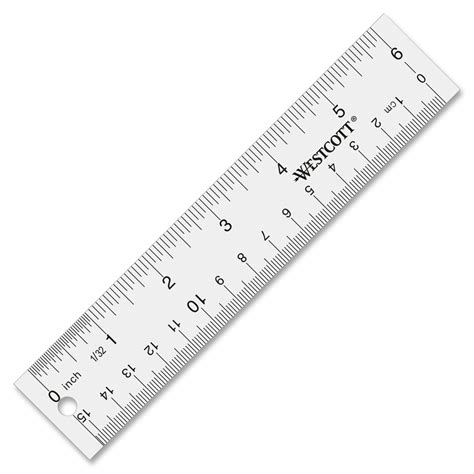 Westcott See-Through Acrylic Rulers - 6" Length 1" Width - 1/16 Graduations - Imperial, Metric ...